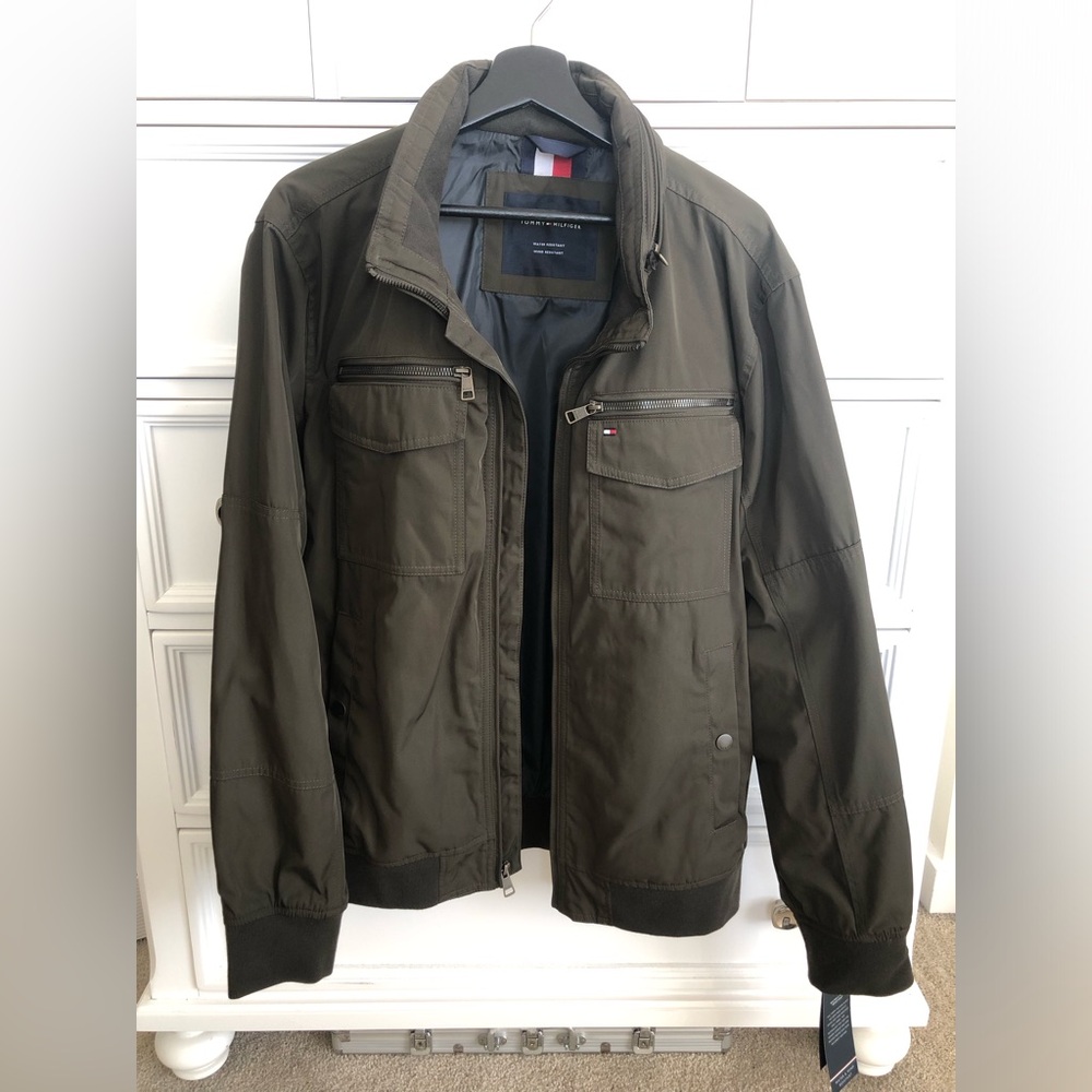 Tommy Hilfiger Olive Green Military-Style Field Jacket